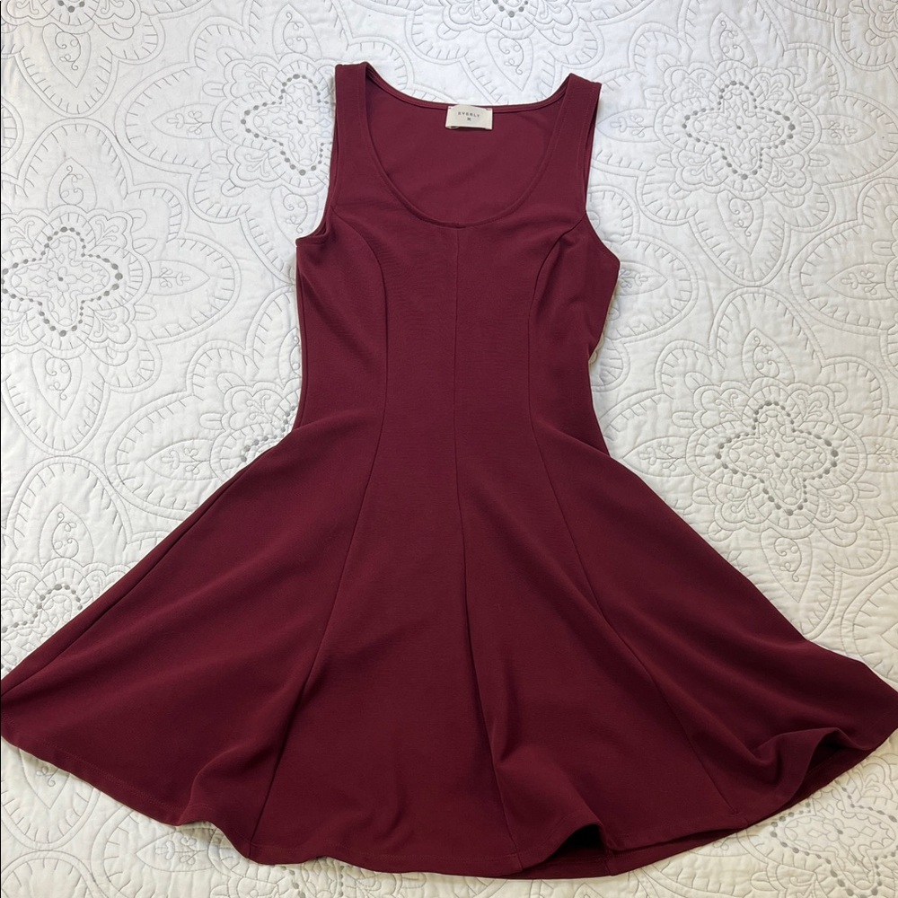 Everly Burgundy Sleeveless Fit and Flare Mini Dress - Small - Picture 3 of 8
